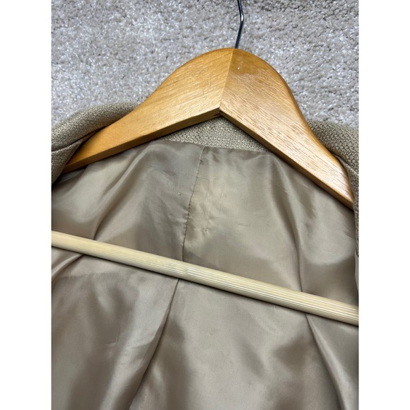 VTG Button Sheath Jacket Cropped Ruffle Hem 3/4 Sleeve Linen Blend Career Retro - Picture 5 of 11